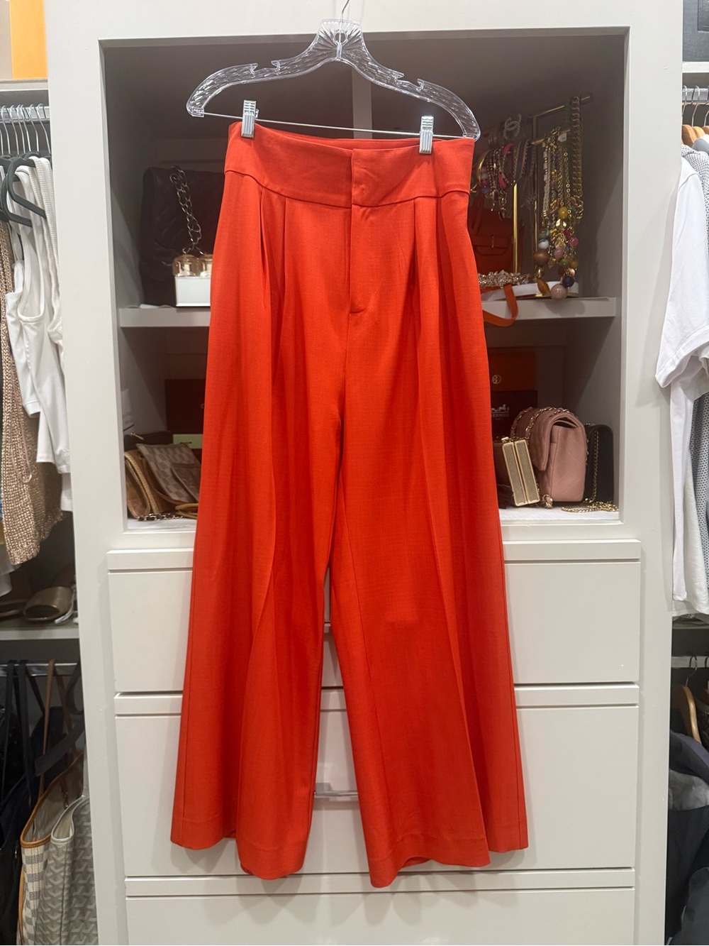 Jealous Tomato High-Waist Wide-Leg Trousers in Bright Orange